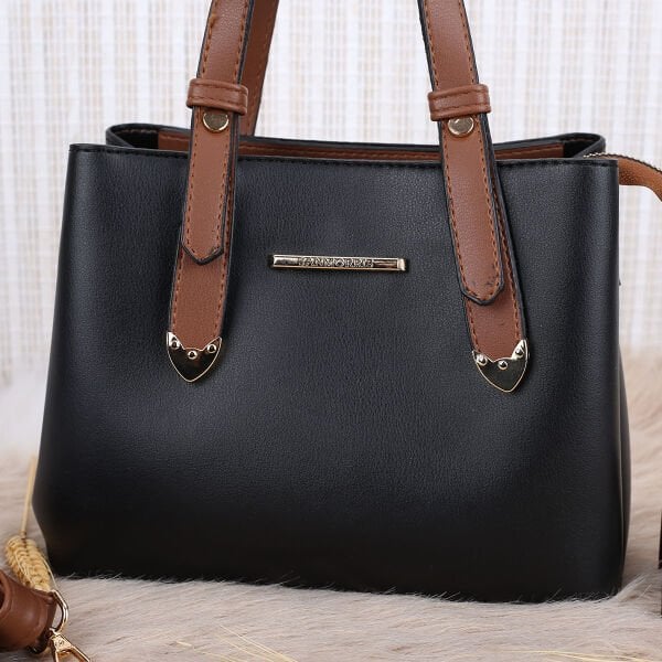 Sanmorris Siyah Taba Üç Gözlü Kadın Kol Çantası