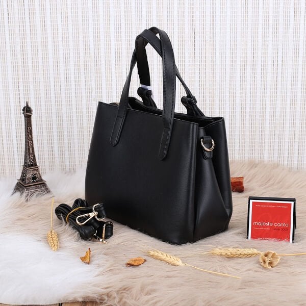 Sanmorris Siyah Üç Gözlü Kadın Kol Çantası