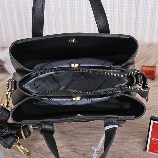 Sanmorris Siyah Üç Gözlü Kadın Kol Çantası