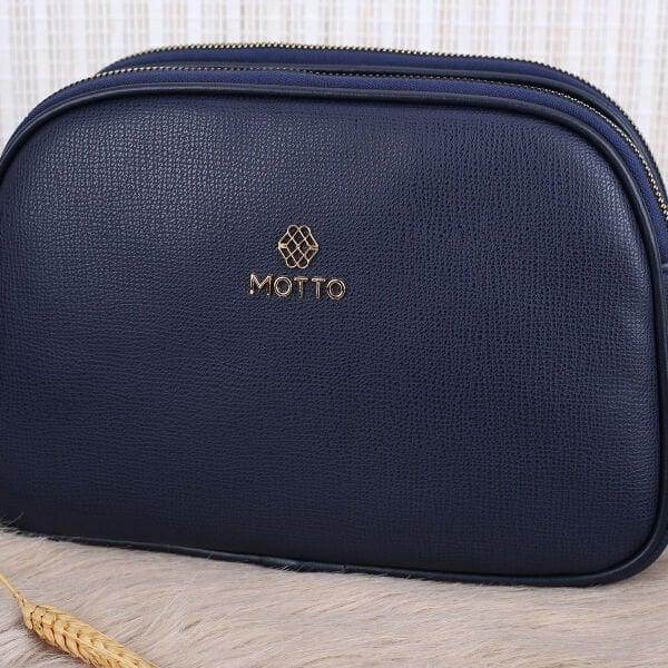 Motto Lacivert Yandan Asmalı Çanta