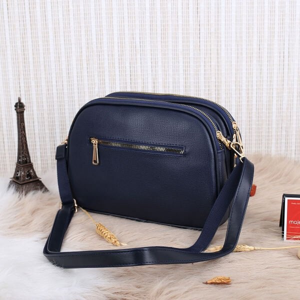 Motto Lacivert Yandan Asmalı Çanta