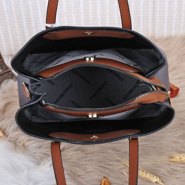 Sanmorris Üç Gözlü Lacivert Taba Kadın Çanta