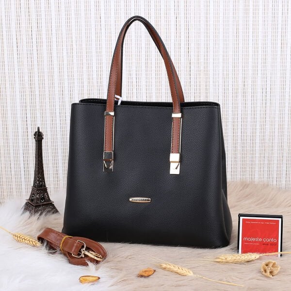 Sanmorris Üç Gözlü Siyah Taba Kadın Çanta