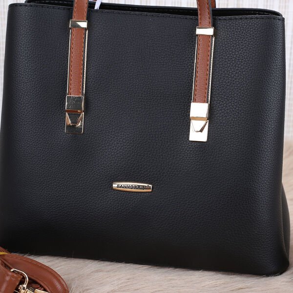 Sanmorris Üç Gözlü Siyah Taba Kadın Çanta