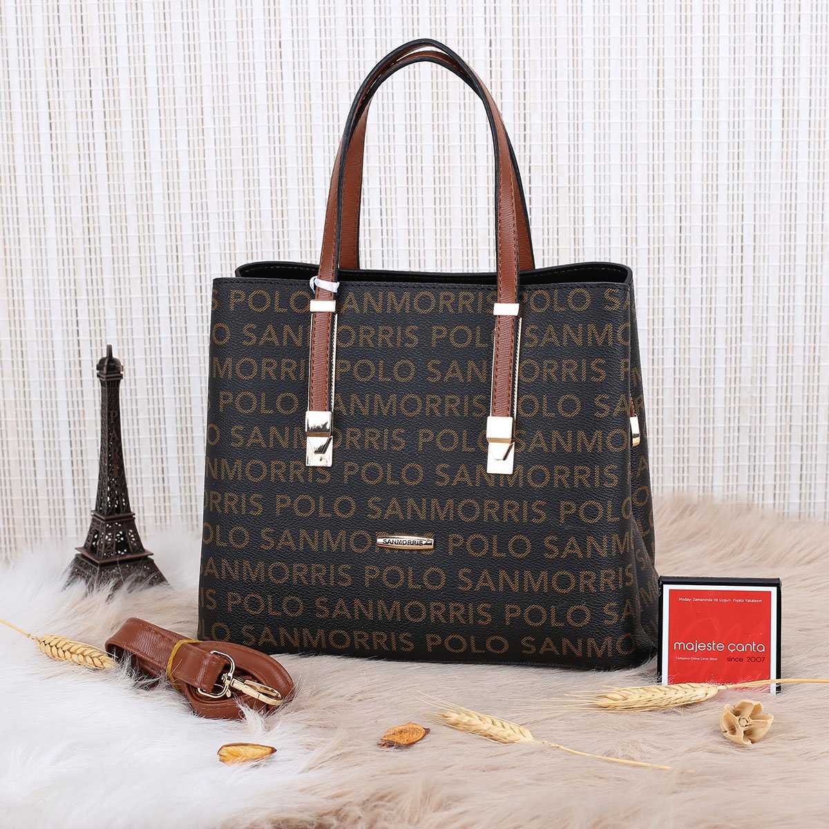 Sanmorris Üç Gözlü Kahverengi Kadın Çanta