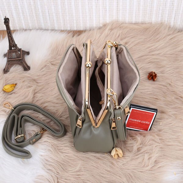 Yeşil Burslu Üç Gözlü Kadın Çanta