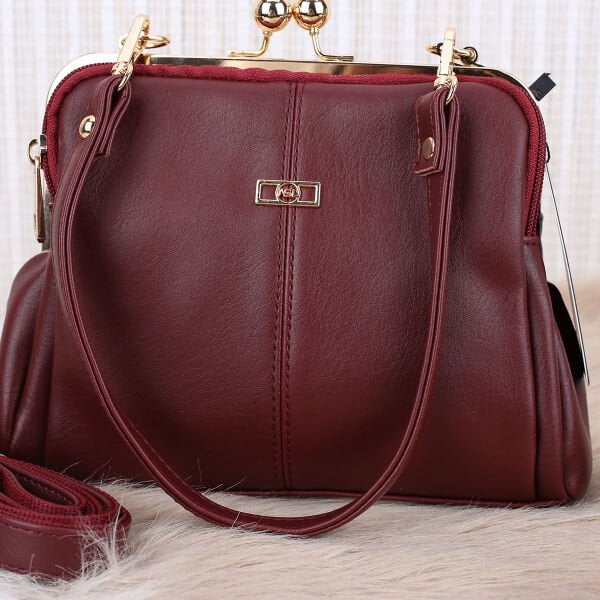 Bordo Burslu Üç Gözlü Kadın Çanta
