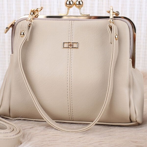 Bej Burslu Üç Gözlü Kadın Çanta