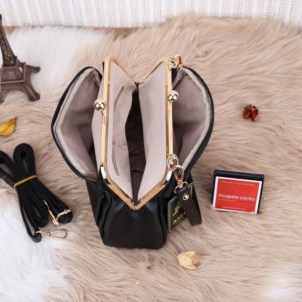 Siyah Burslu Üç Gözlü Kadın Çanta