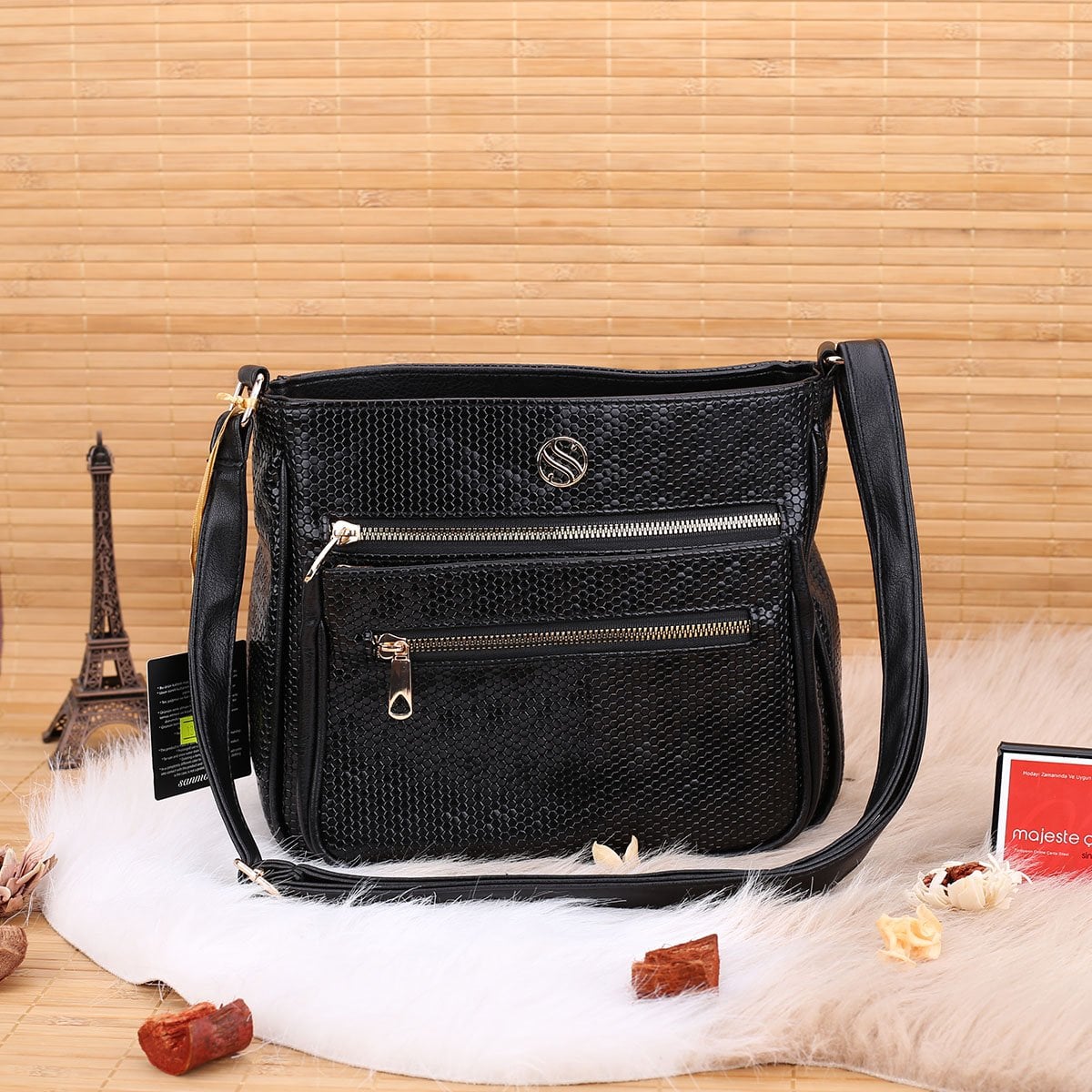 Sanmorris Siyah Rugan Çapraz Çanta