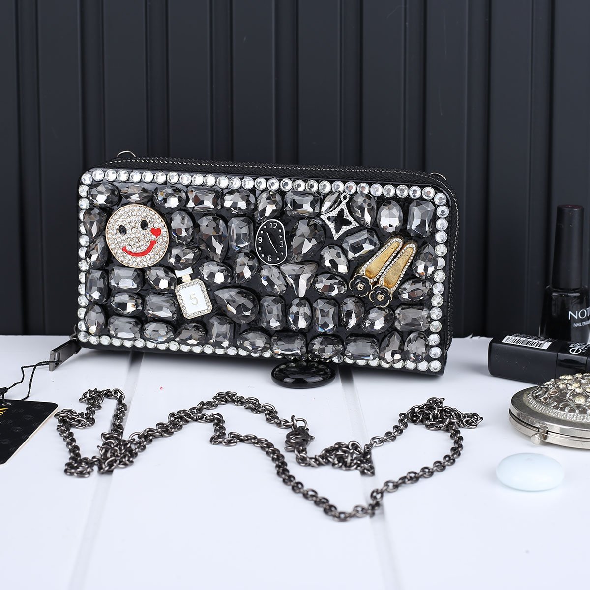 Ççs London Siyah Taşlı Cüzdan