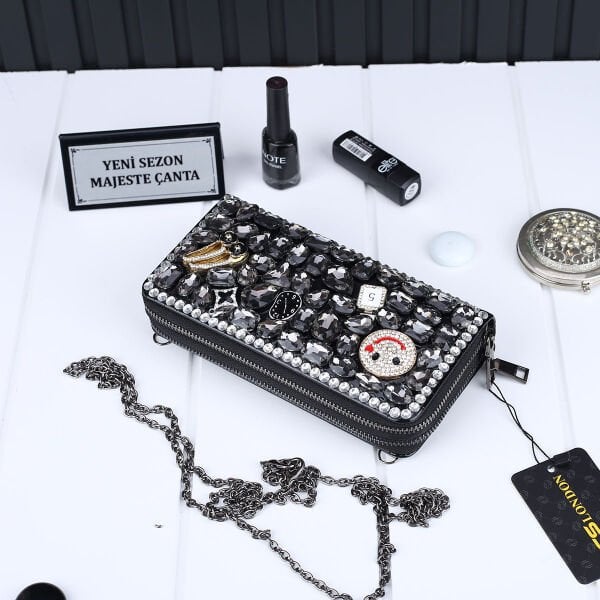 Ççs London Siyah Taşlı Cüzdan