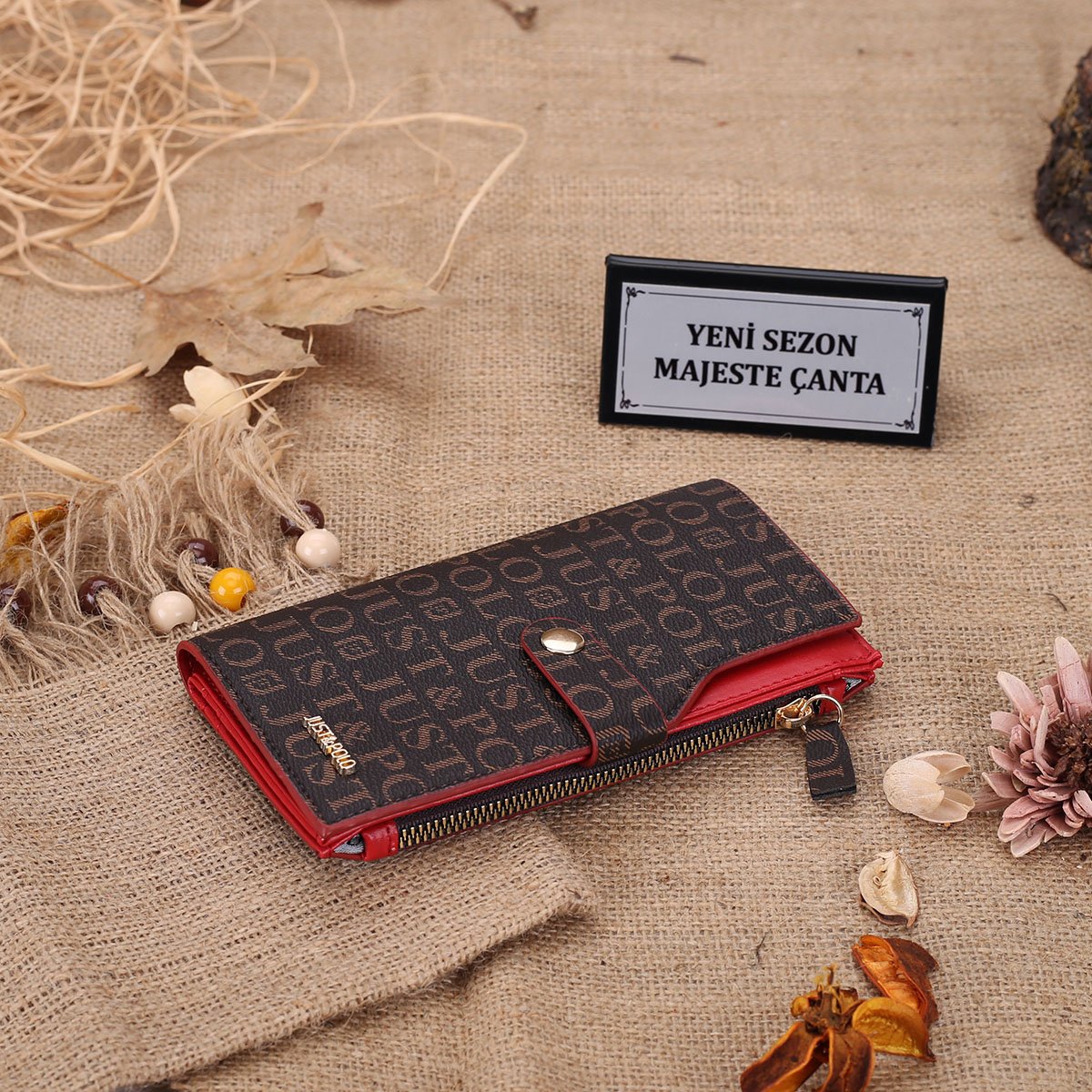 Just Polo Kahverengi & Kırmızı Kadın Cüzdan