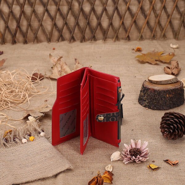 Just Polo Kahverengi & Kırmızı Kadın Cüzdan