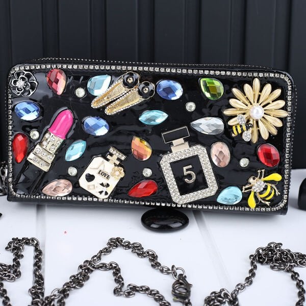 Ççs London Siyah Taşlı Cüzdan