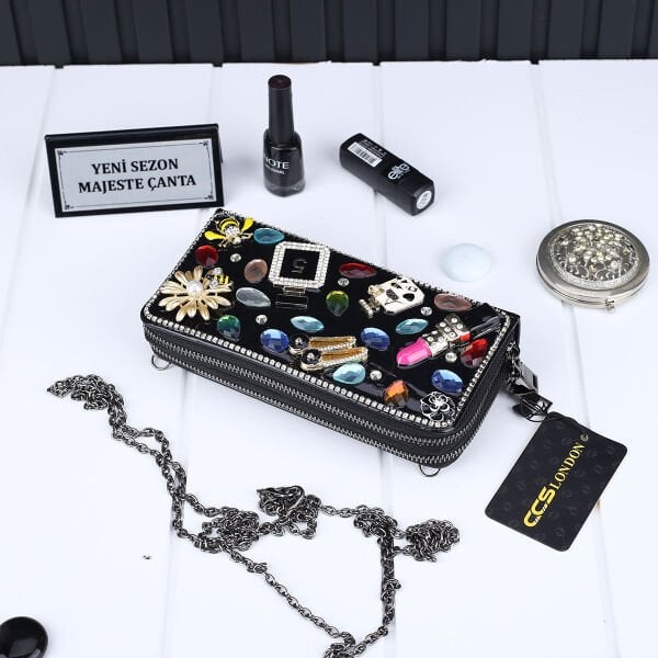 Ççs London Siyah Taşlı Cüzdan