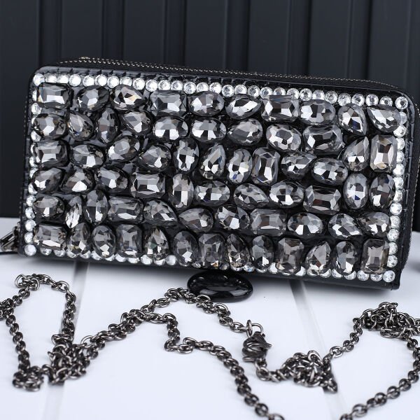 Ççs London Siyah Taşlı Cüzdan