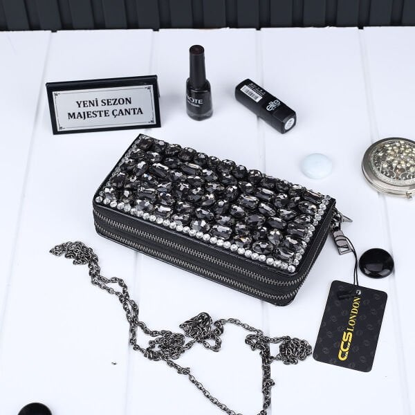 Ççs London Siyah Taşlı Cüzdan
