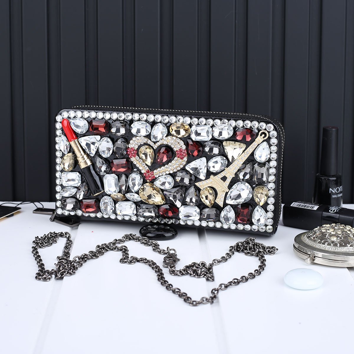 Ççs London Siyah Taşlı Cüzdan