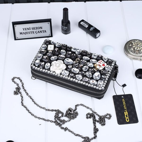 Ççs London Siyah Taşlı Cüzdan