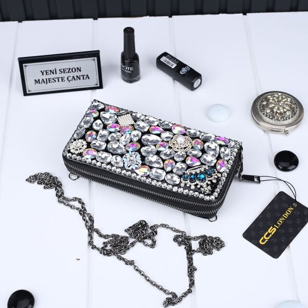 Ççs London Siyah Taşlı Cüzdan