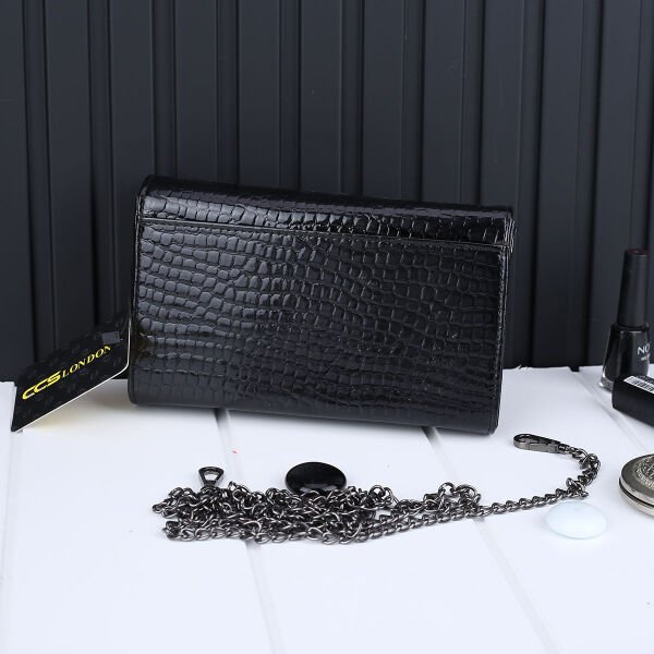 Ççs London Siyah Zincirli Taşlı Cüzdan