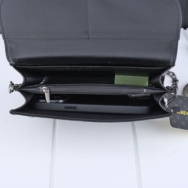 Ççs London Siyah Zincirli Taşlı Cüzdan