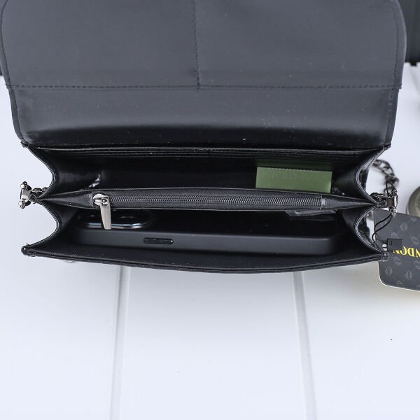 Ççs London Siyah Zincirli Taşlı Cüzdan