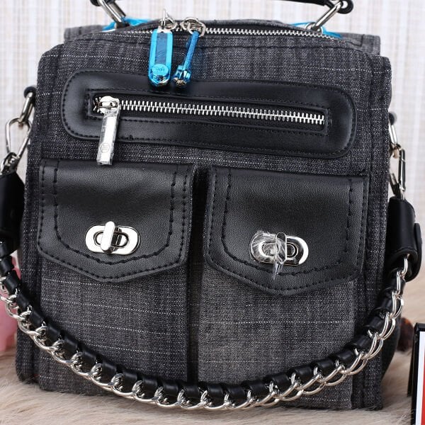 Matthew Cox Hem Sırt Hem Yandan Asmalı Siyah Kot Çanta