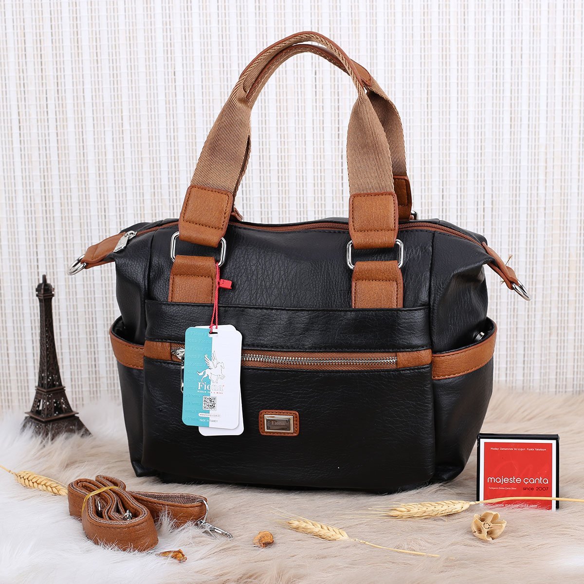 Fiona Siyah Taba Yumuşak Deri Günlük Çanta