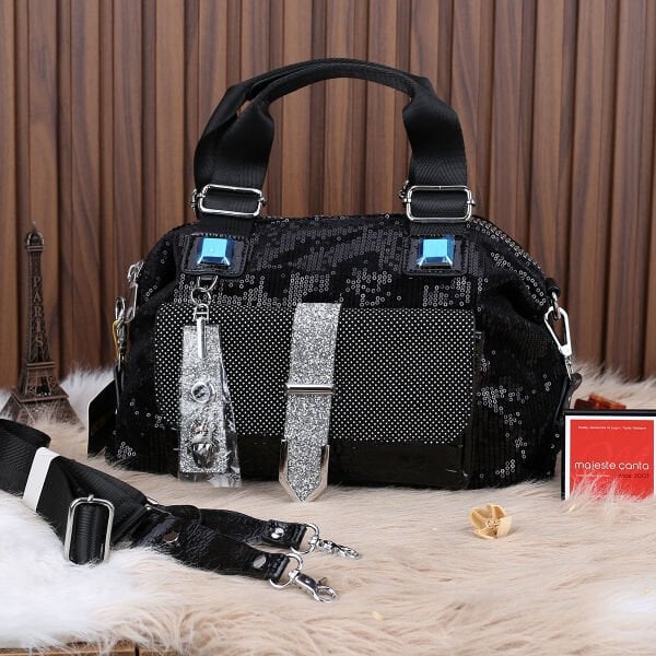 Ççs London Siyah Payetli Kadın Çantası