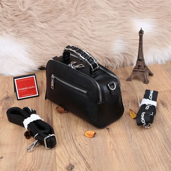 Ççs London Siyah Zımbalı Kadın Çantası