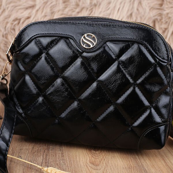 Sanmorris Üç Gözlü Siyah Rugan Yandan Asmalı Çanta