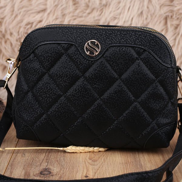 Sanmorris Üç Gözlü Siyah Desenli Yandan Asmalı Çanta