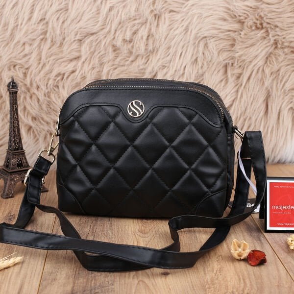 Sanmorris Üç Gözlü Siyah Yandan Asmalı Çanta