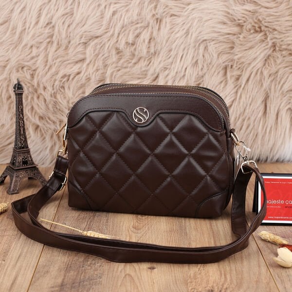 Sanmorris Üç Gözlü Kahverengi Yandan Asmalı Çanta