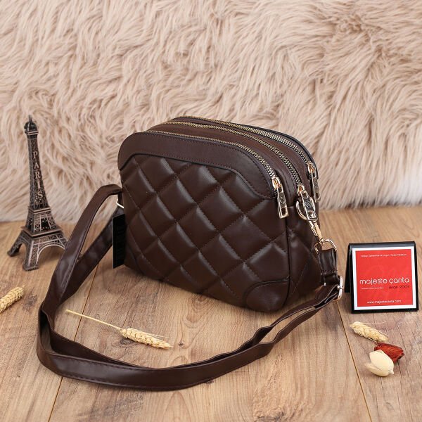 Sanmorris Üç Gözlü Kahverengi Yandan Asmalı Çanta