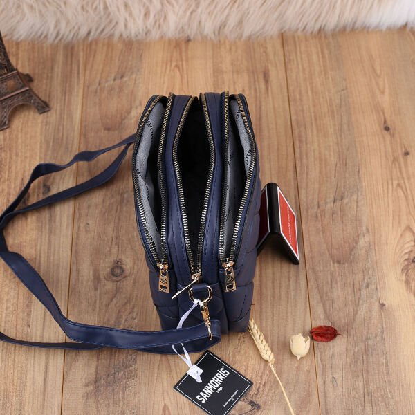 Sanmorris Üç Gözlü Lacivert Yandan Asmalı Çanta