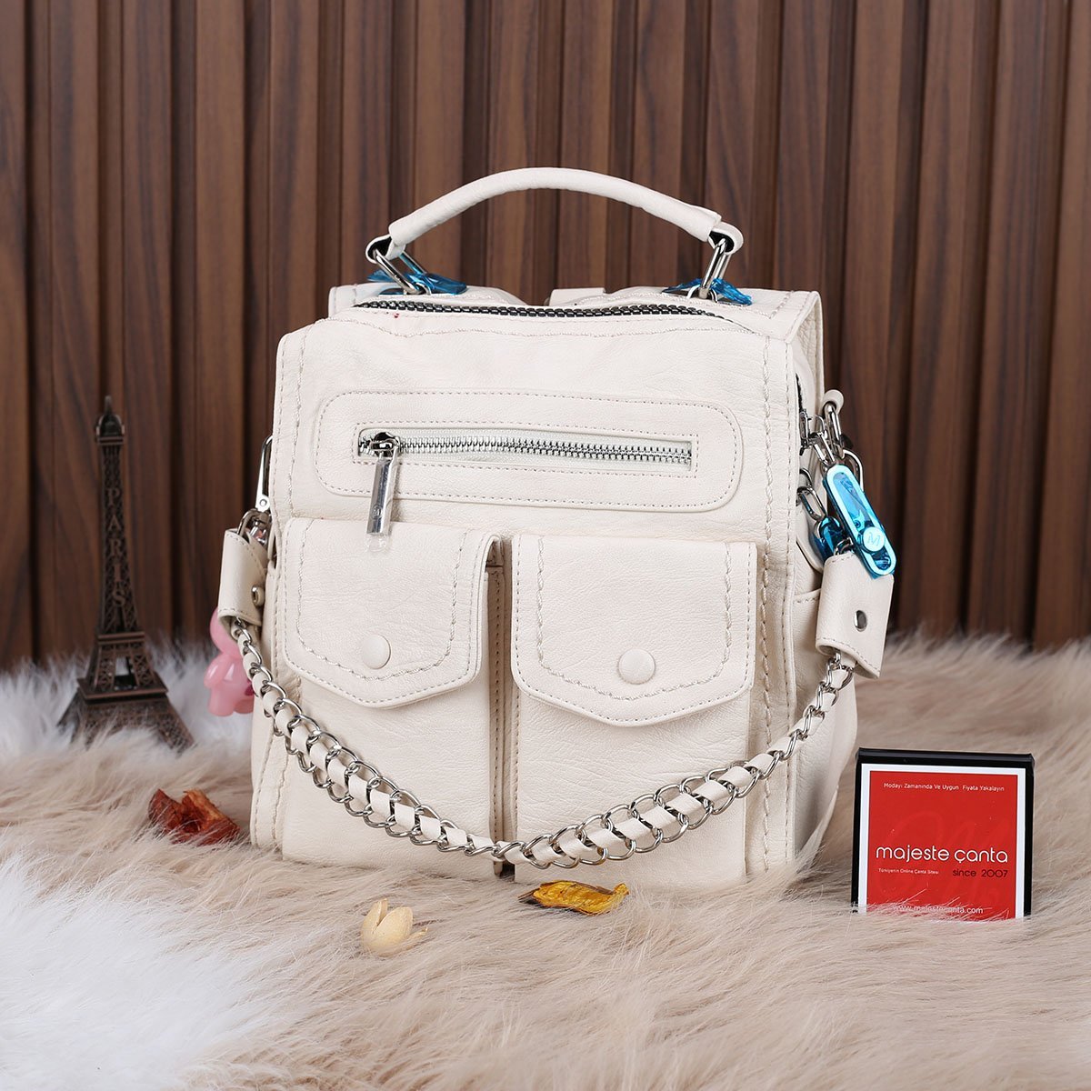 Matthew Cox Hem Sırt Hem Yandan Asmalı Krem Çanta