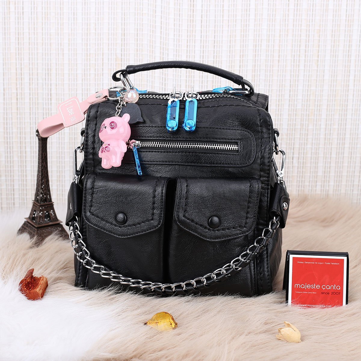 Matthew Cox Hem Sırt Hem Yandan Asmalı Siyah Çanta