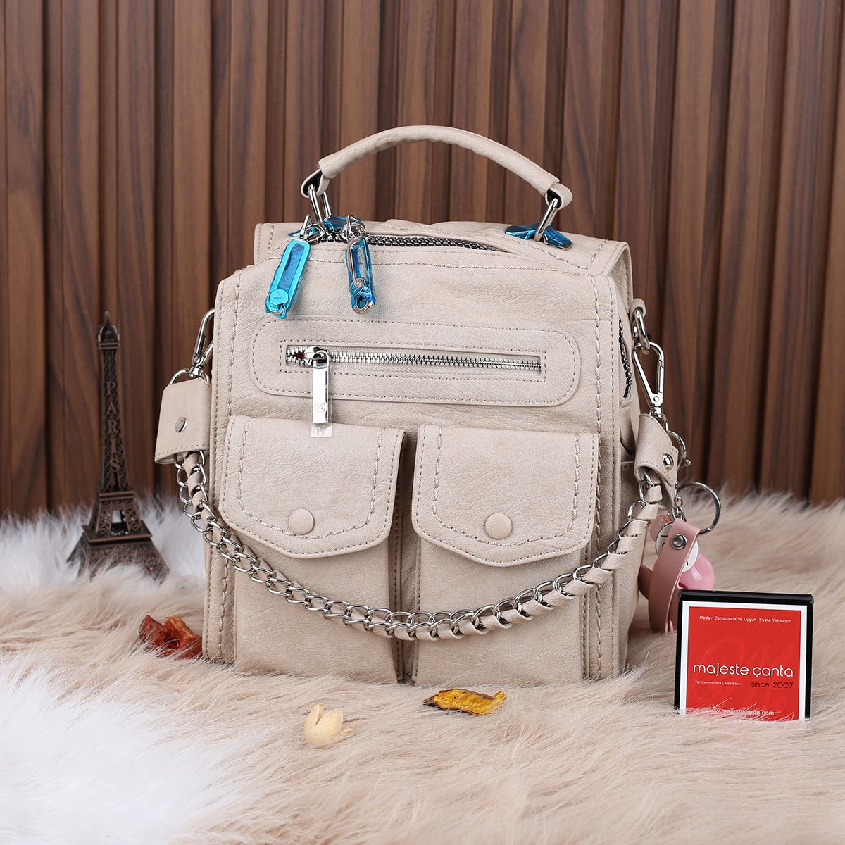 Matthew Cox Hem Sırt Hem Yandan Asmalı Bej Çanta