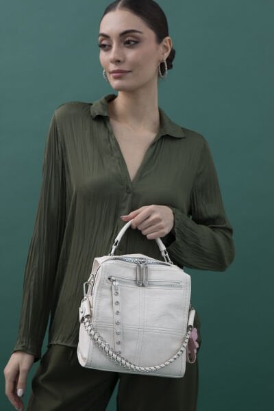 Matthew Cox Hem Sırt Hem Yandan Asmalı Krem Kadın Çanta