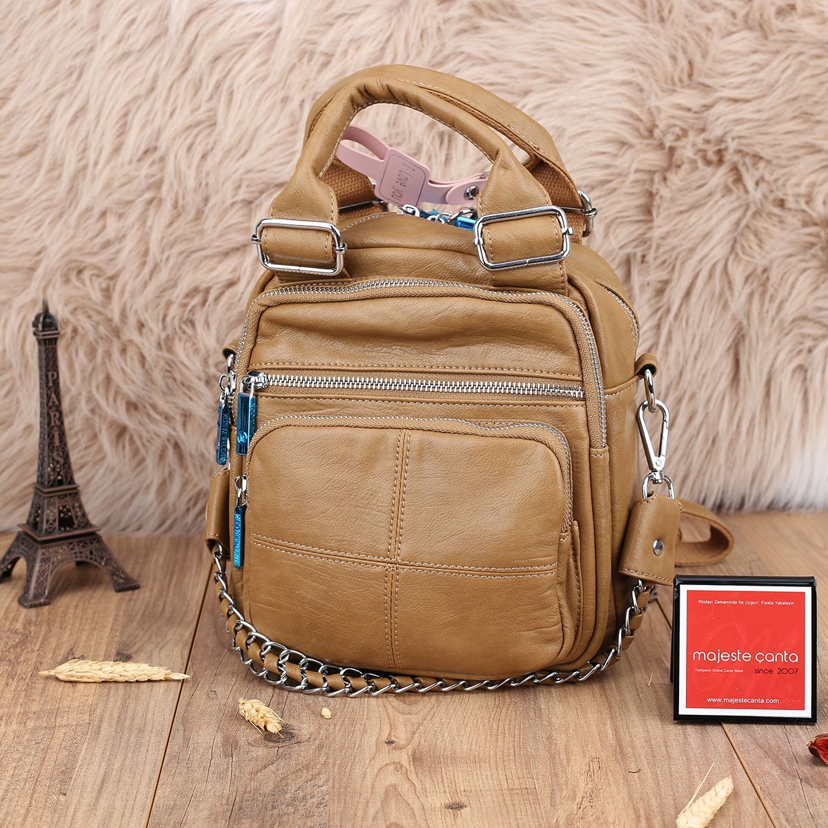 Matthew Cox Camel Hem Sırt Hem Yandan Asmalı Kadın Çanta