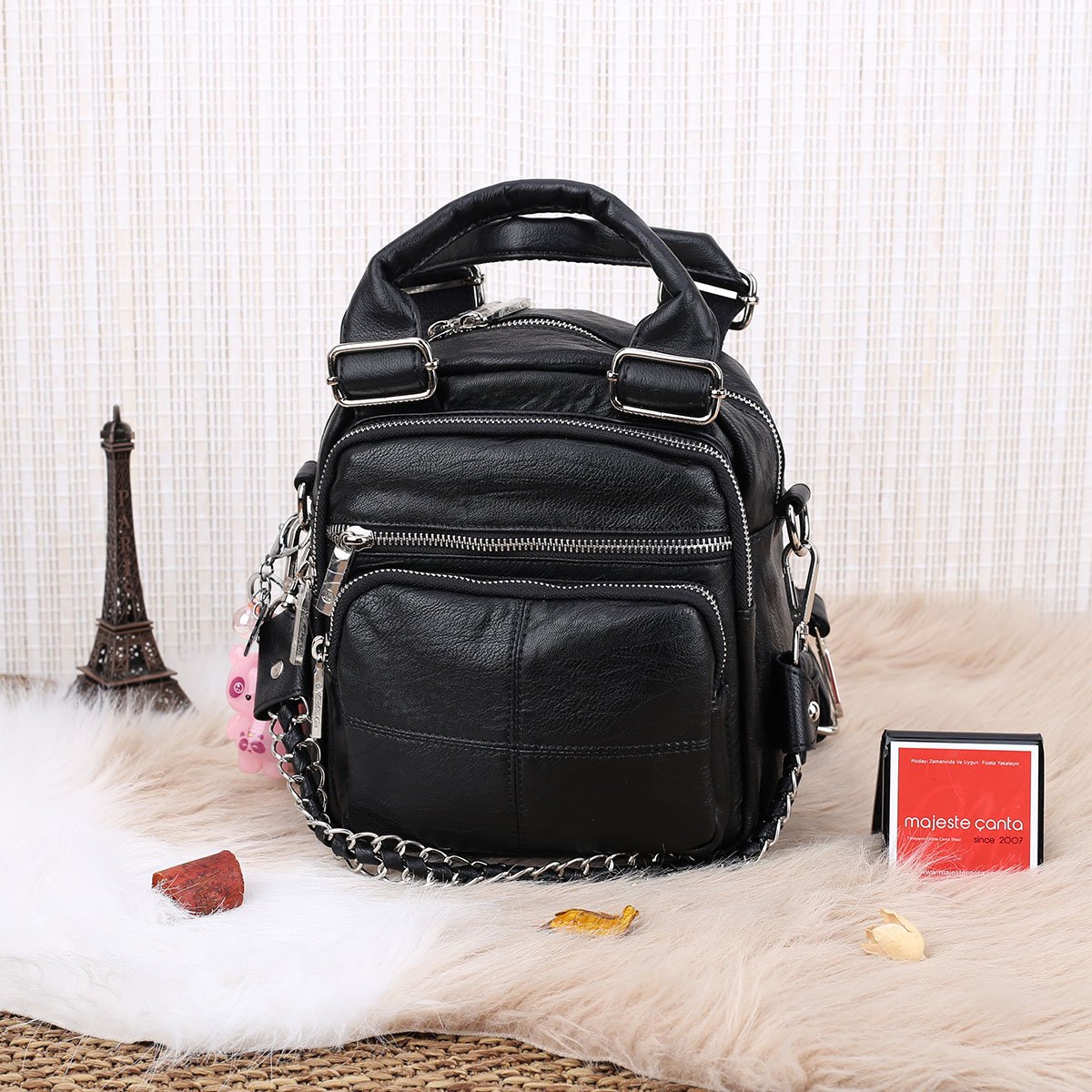 Matthew Cox Siyah Hem Sırt Hem Yandan Asmalı Kadın Çanta