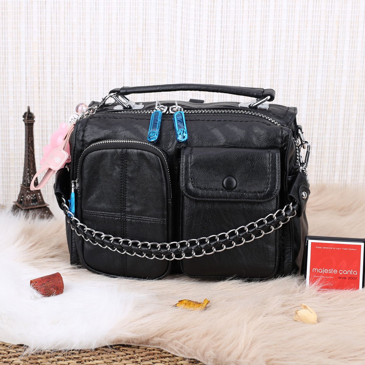 Matthew Cox Hem Sırt Hem Yandan Asmalı Siyah Kadın Çanta