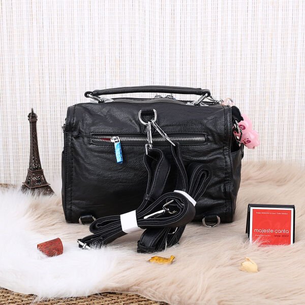 Matthew Cox Hem Sırt Hem Yandan Asmalı Siyah Kadın Çanta