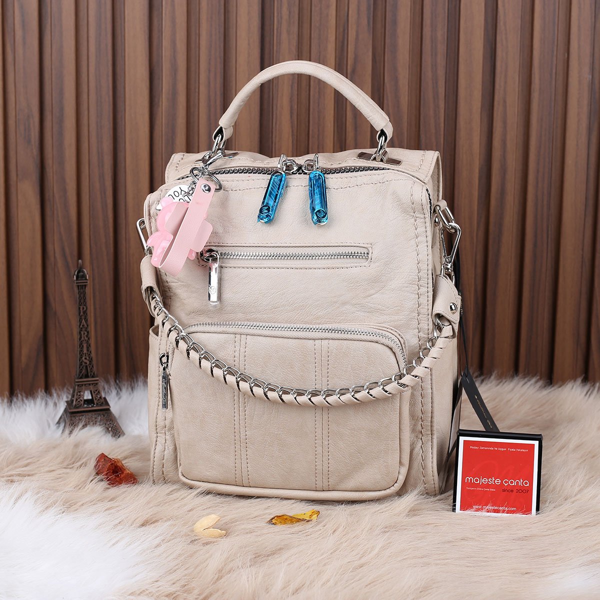 Matthew Cox Bej Hem Sırt Hem Yandan Asmalı Çanta