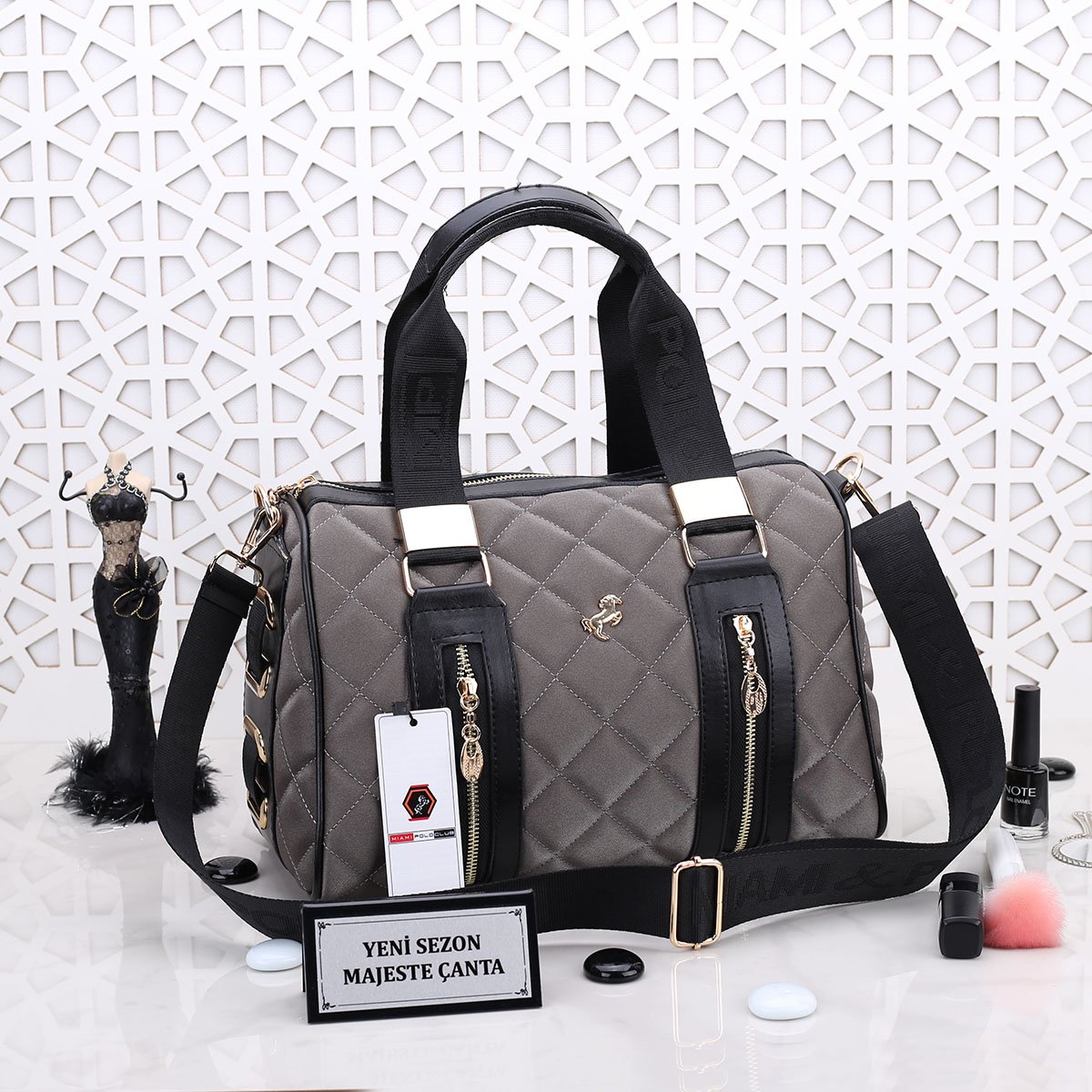 Miami Polo Silindir Model Gri Çanta