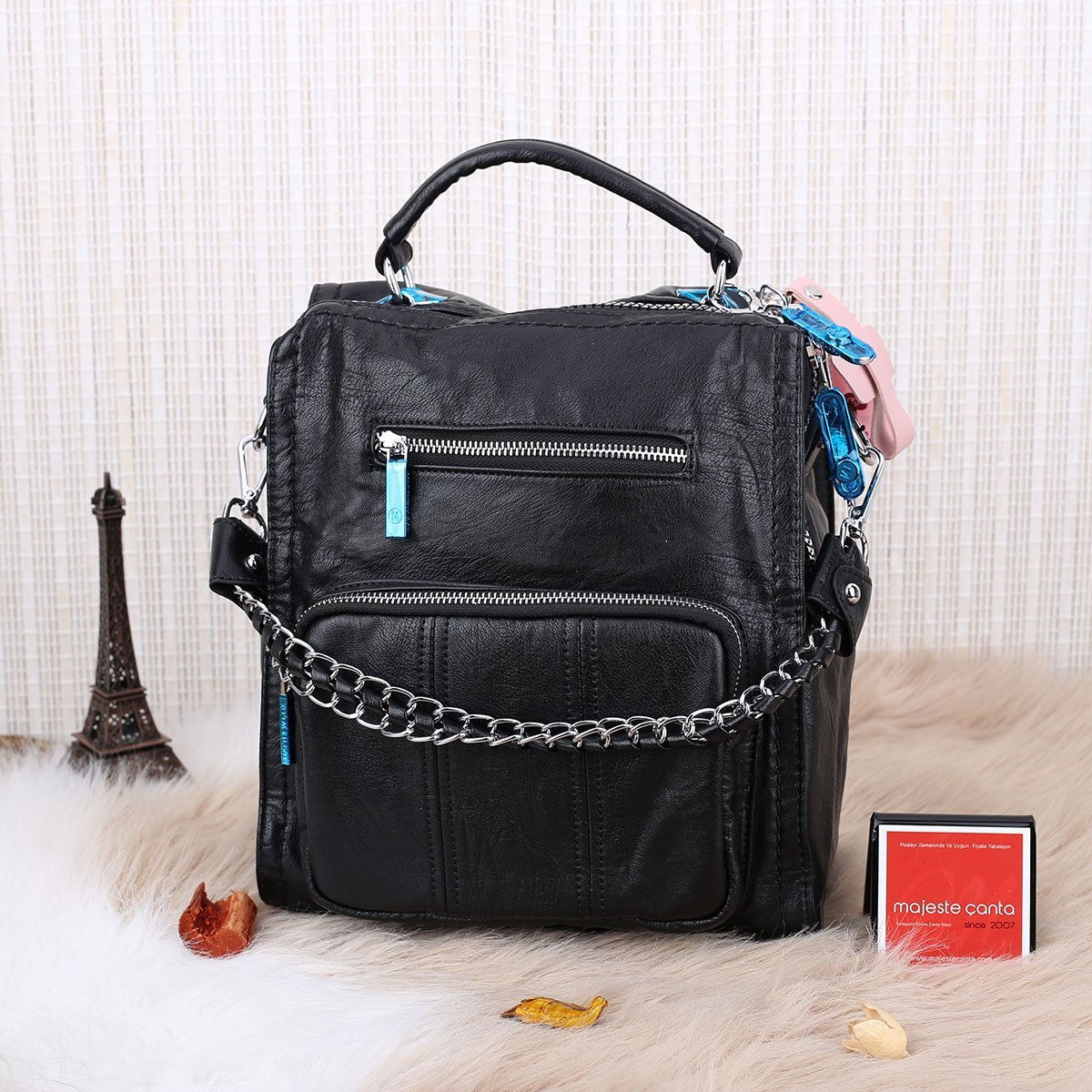 Matthew Cox Siyah Hem Sırt Hem Yandan Asmalı Çanta