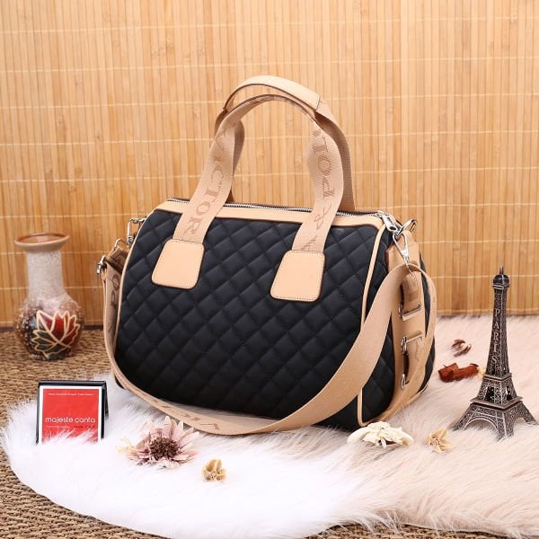 Victoria Polo Silindir Model Siyah Camel Çanta